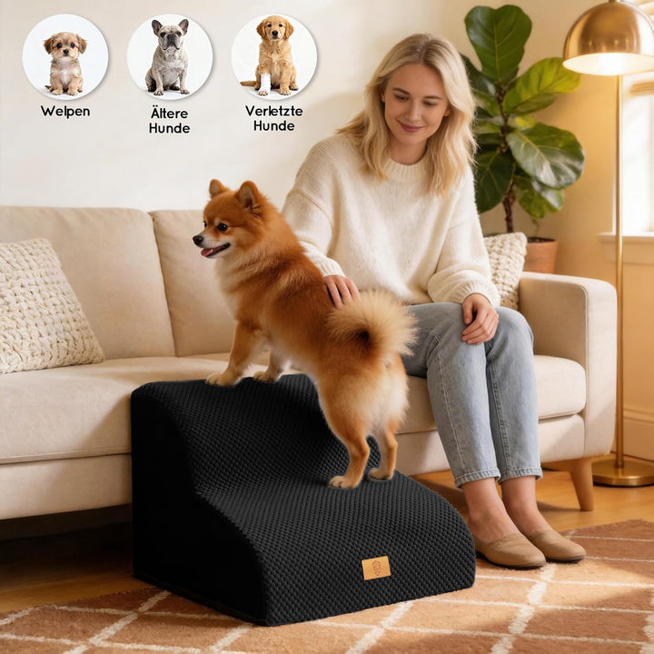 Hundetreppe für Kleine Hunde, Thihome Hundetreppe 2 Stufen, Rutschfestem Katzentreppe für Alte Katze