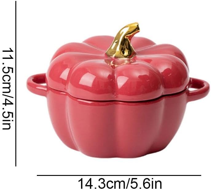 GHYJPAJK Ofenfeste Kürbisschalen, Kürbis-Schalen, Auflaufförmchen mit Deckel, Kürbis-Topf, Halloween