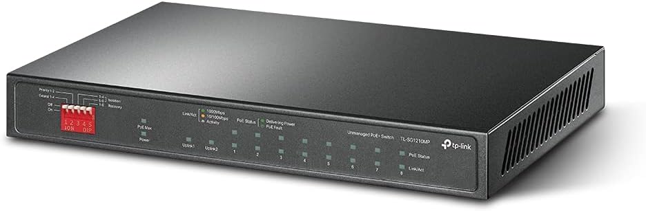 TP-Link TL-SG1210MP 10 Port Gigabit PoE LAN Switch (8 Gigabit PoE+ Ports, 1 Gigabit SFP Port, 123 W,