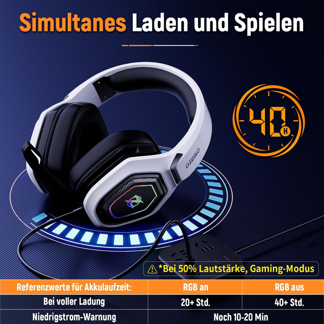 Ozeino OW810 Gaming Headset, Type-C & USB Schnittstelle 2.4GHz Wireless Headset mit, Bluetooth Heads