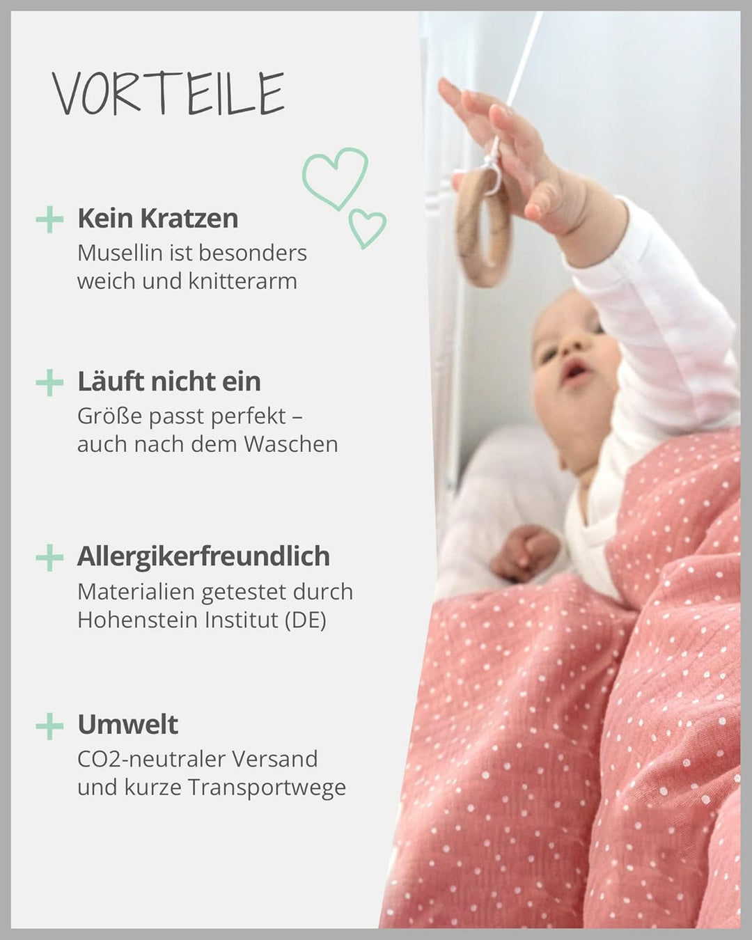 ULLENBOOM ® Babybettwäsche 80x80 cm Musselin Rosa - 2 Teile (komplett): Baby Bettwäsche 80x80 cm & K
