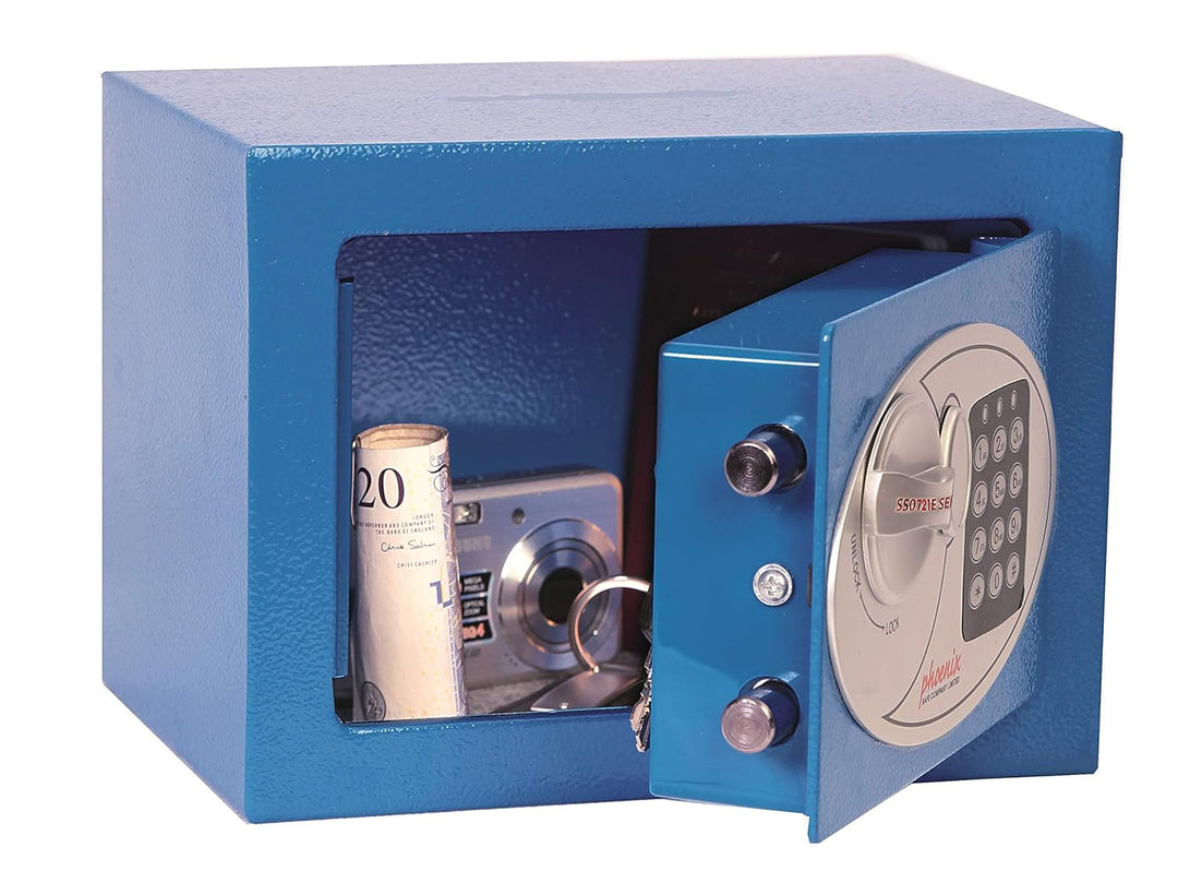 Phoenix SS0721EB Compact Home Office Minitresor Safe Möbeltresor, Blau HxBxT: 17 x 23 x 17 cm 3 kg