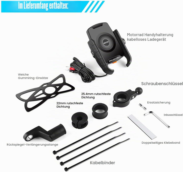 iMESTOU Motorrad Kabellose Telefonhalterung Ladegerät USB C Lenker Telefonhalterung Funktioniert mit