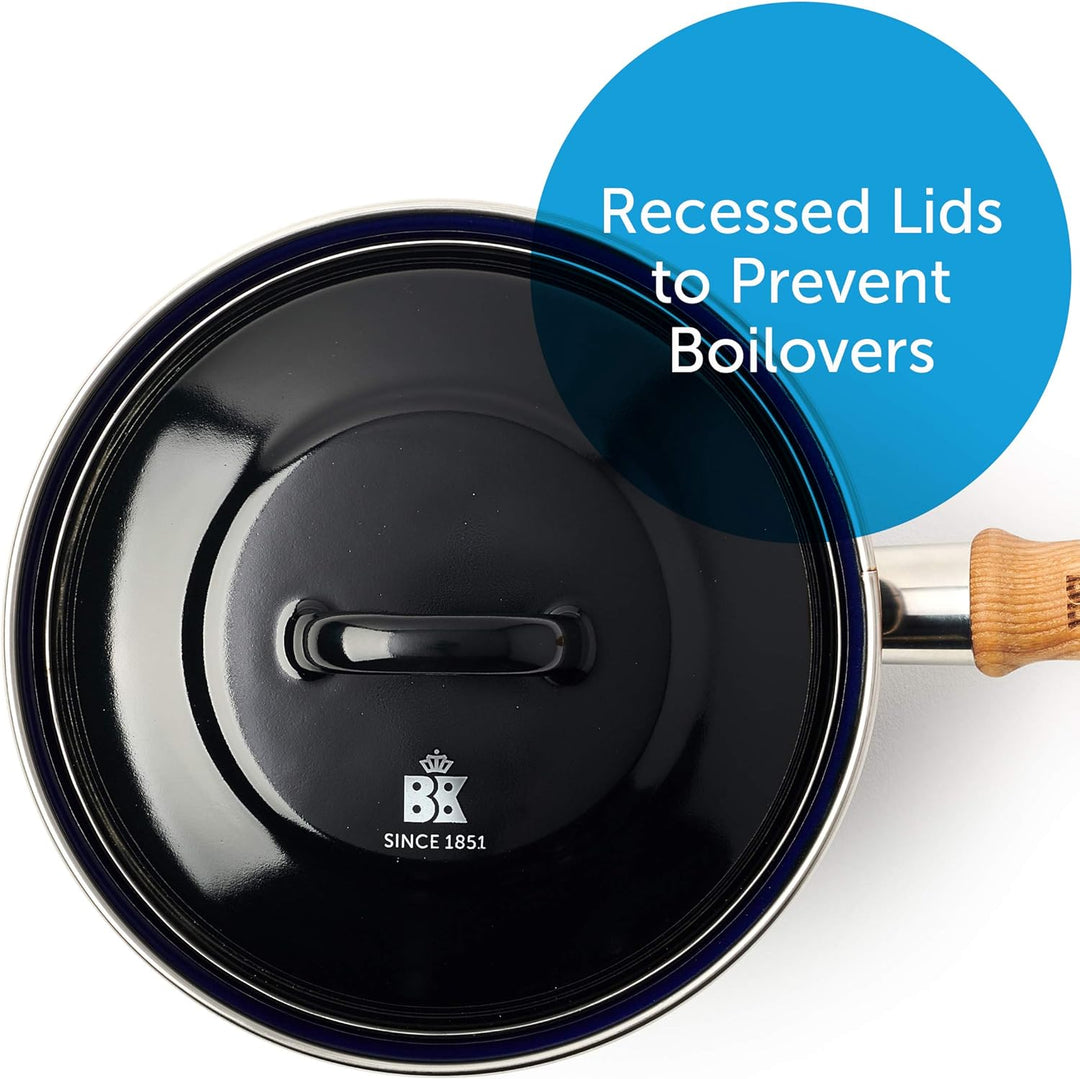 BK Indigo Holländisches Erbe Emaillierter Kochtopf mit Deckel mit PFAS-Freier Keramik-Antihaftbeschi