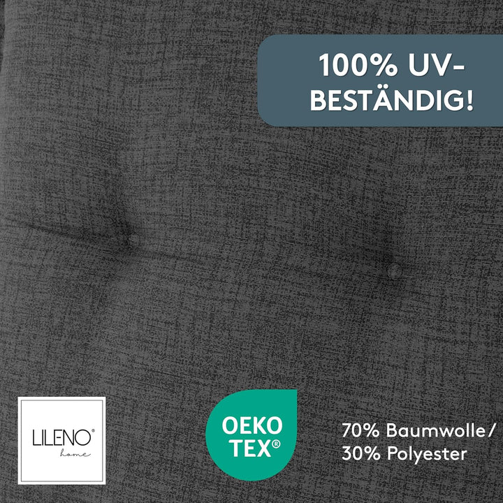 LILENO HOME Gartenstuhl Auflagen als [2er Set - Hochlehner] in Anthrazit - bequeme Liegen als Sitzau