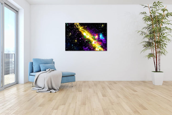 deyoli atemberaubende bunte Galaxie im Format: 80x60 als Leinwandbild, Motiv fertig gerahmt auf Echt