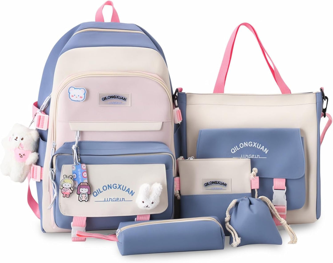 IvyH Schulranzen-Set 5-teilig, Schultasche Mädchen Rucksack Schule Teenager Schulrucksack für Mädche