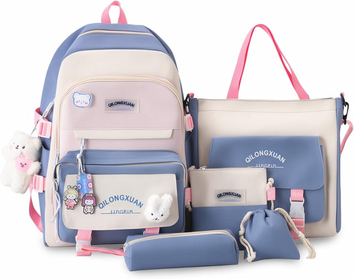 IvyH Schulranzen-Set 5-teilig, Schultasche Mädchen Rucksack Schule Teenager Schulrucksack für Mädche