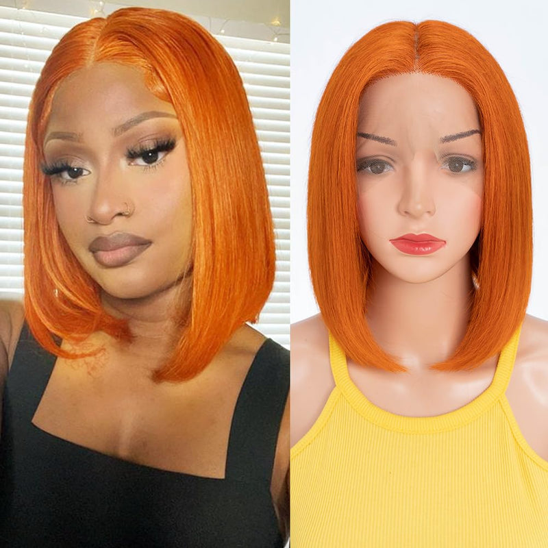 DÉBUT Glatte Bob Perücke, Echthaar, T-Teil, Spitzenfront, Bob-Perücke, vorgezupft, mit Babyhaar, 150