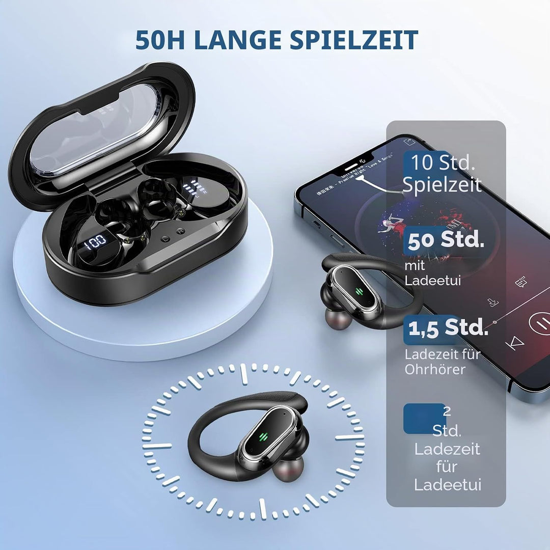 Bluetooth Kopfhörer, 2026 Kopfhörer Kabellos Bluetooth 5.4 Sport tiefer Bass, 50 std Spielzeit In Ea