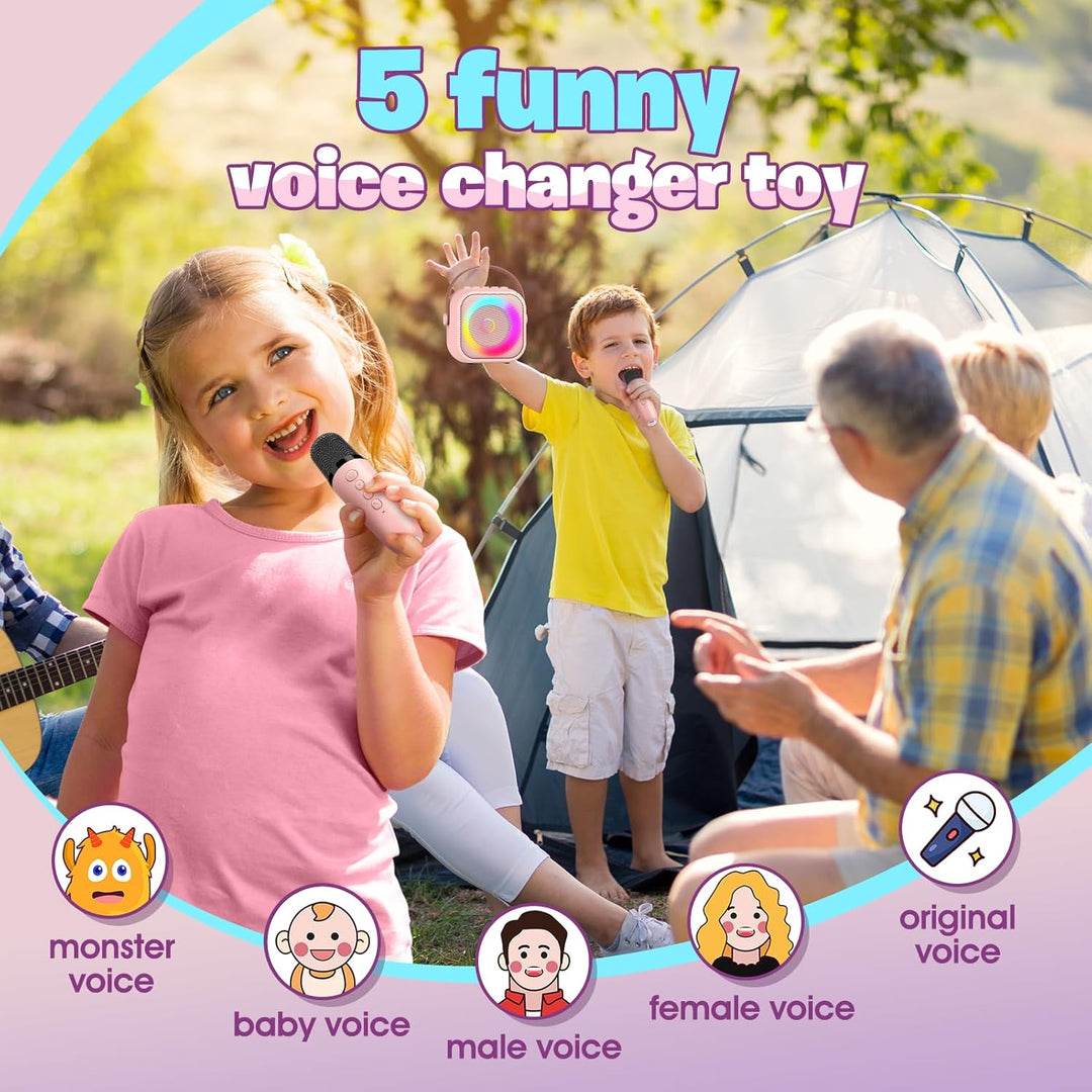 Karaoke Maschine Kinder mit 2 Mikrofonen, Mikrofon Kinder Geschenk Mädchen 3-10 Jahre, Drahtloses Mi