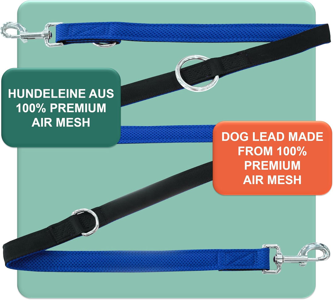 DEY - Premium Hundeleine Air Mesh 2m | 3fach Verstellbar | für Kleine, Mittelgrosse u. Grosse Hunde