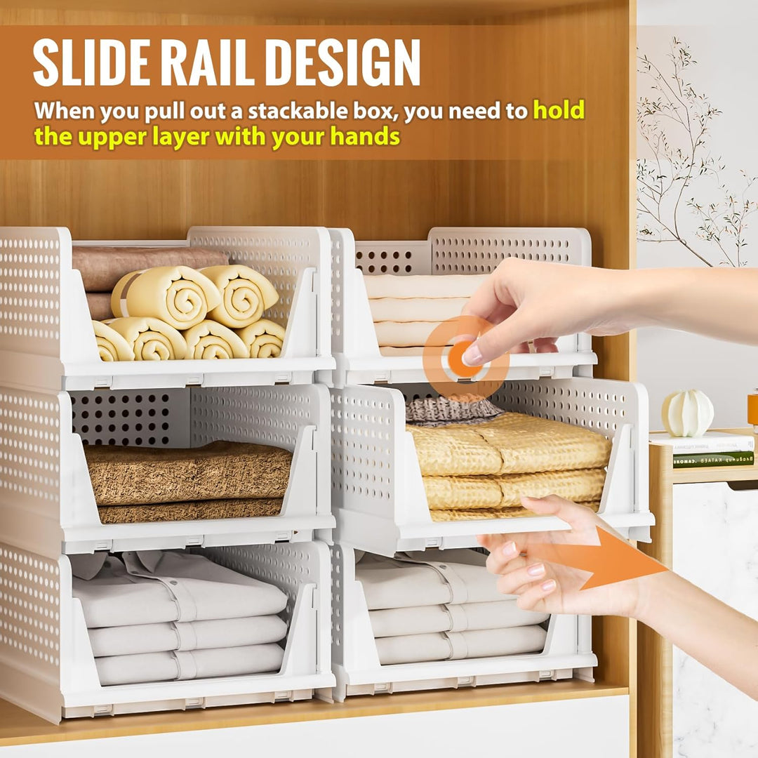 Schrank Organizer Kleiderschrank,4 Stück stapelbar Schubladen Organizer Kleidung, Ausziehbar Faltbar