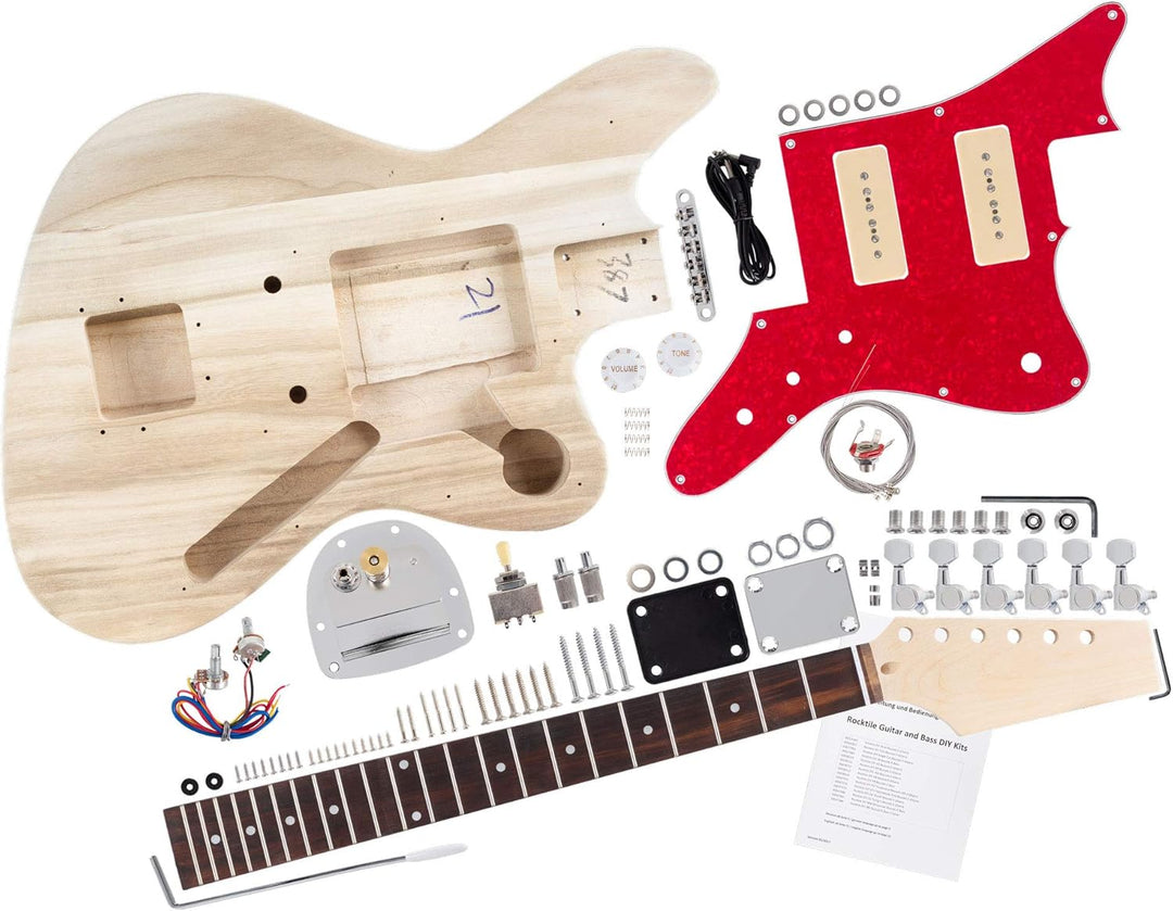 Rocktile DIY JAG Bausatz E-Gitarre - "Do-it-yourself" Bausatz JAG-Style - Korpus: Paulownia - Hals: