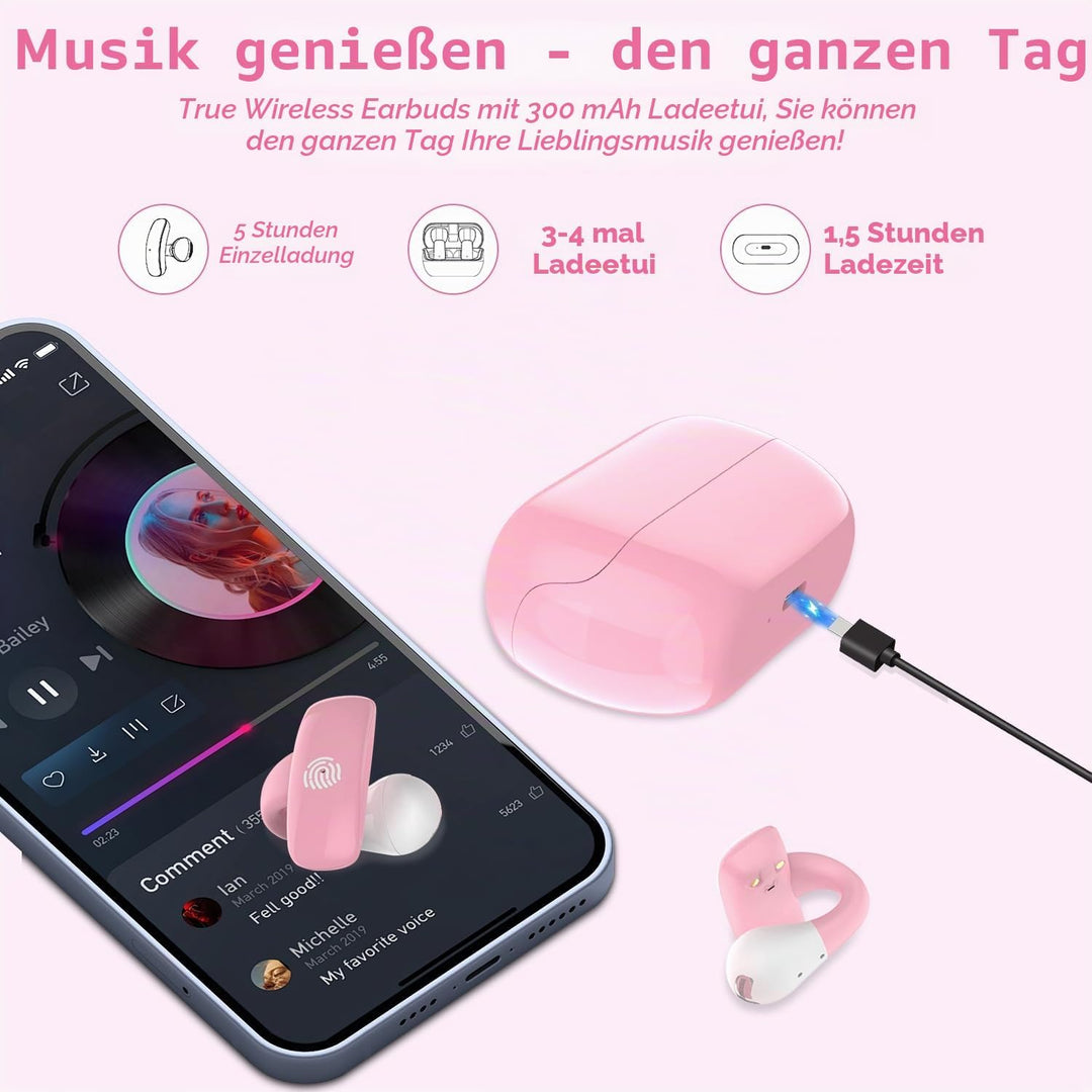 BANIGIPA Kinder True Wireless Earbuds, Open-Ear Kopfhörer mit Mikrofon zum Schutz des Gehörs für das