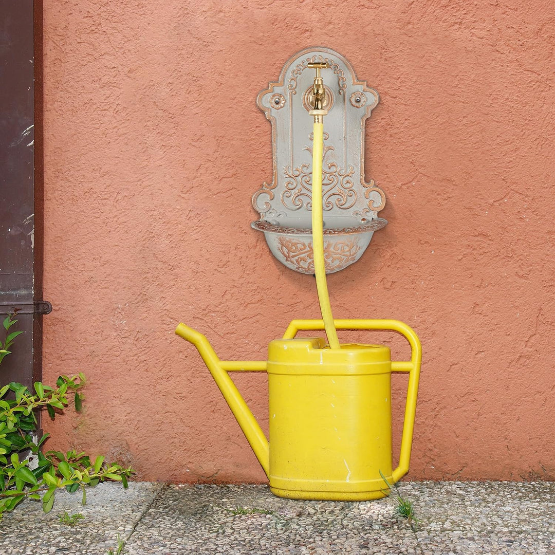 Relaxdays Wandbrunnen, nostalgisch, Waschbecken & Wasserhahn, Gartenbrunnen HBT 36 x 22 x 10,5 cm, G