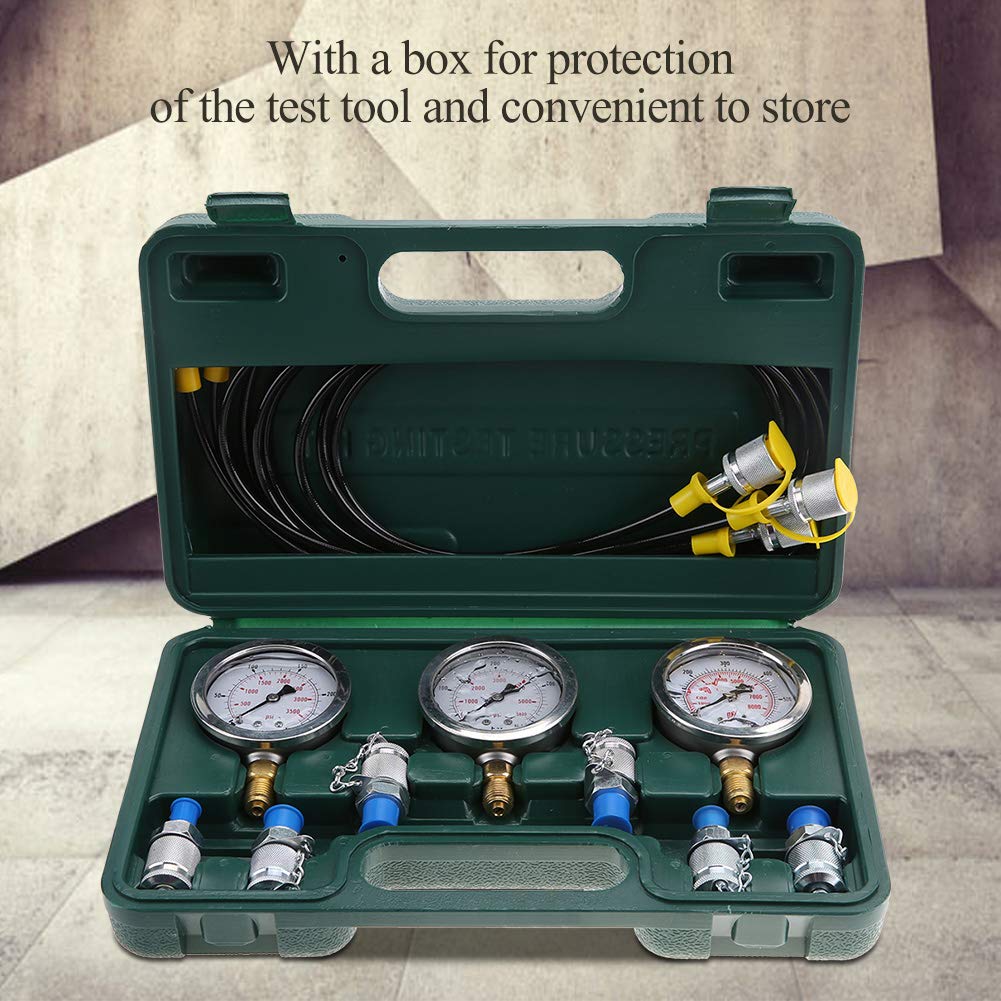 Hydraulikdruckmanometer-Kit, Hydraulikdruckprüfsatz mit 6 Kupplungen und 3 Gauge Kupplungen Langlebi