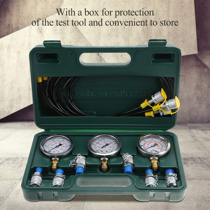Hydraulikdruckmanometer-Kit, Hydraulikdruckprüfsatz mit 6 Kupplungen und 3 Gauge Kupplungen Langlebi