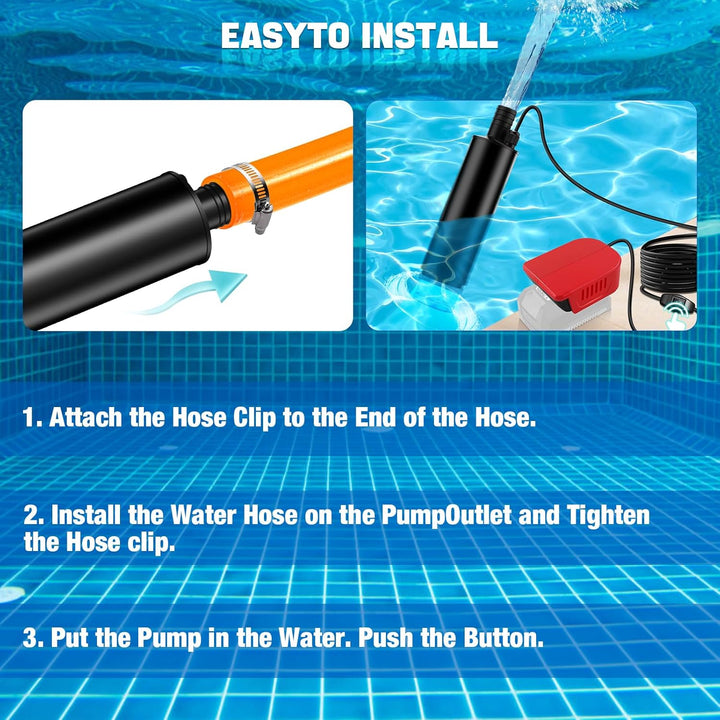 Tauchpumpe Kompatibel mit Einhell 18V Batterie, 30L/min, Lift 15FT, 120W angetriebene Wasserpumpe, T