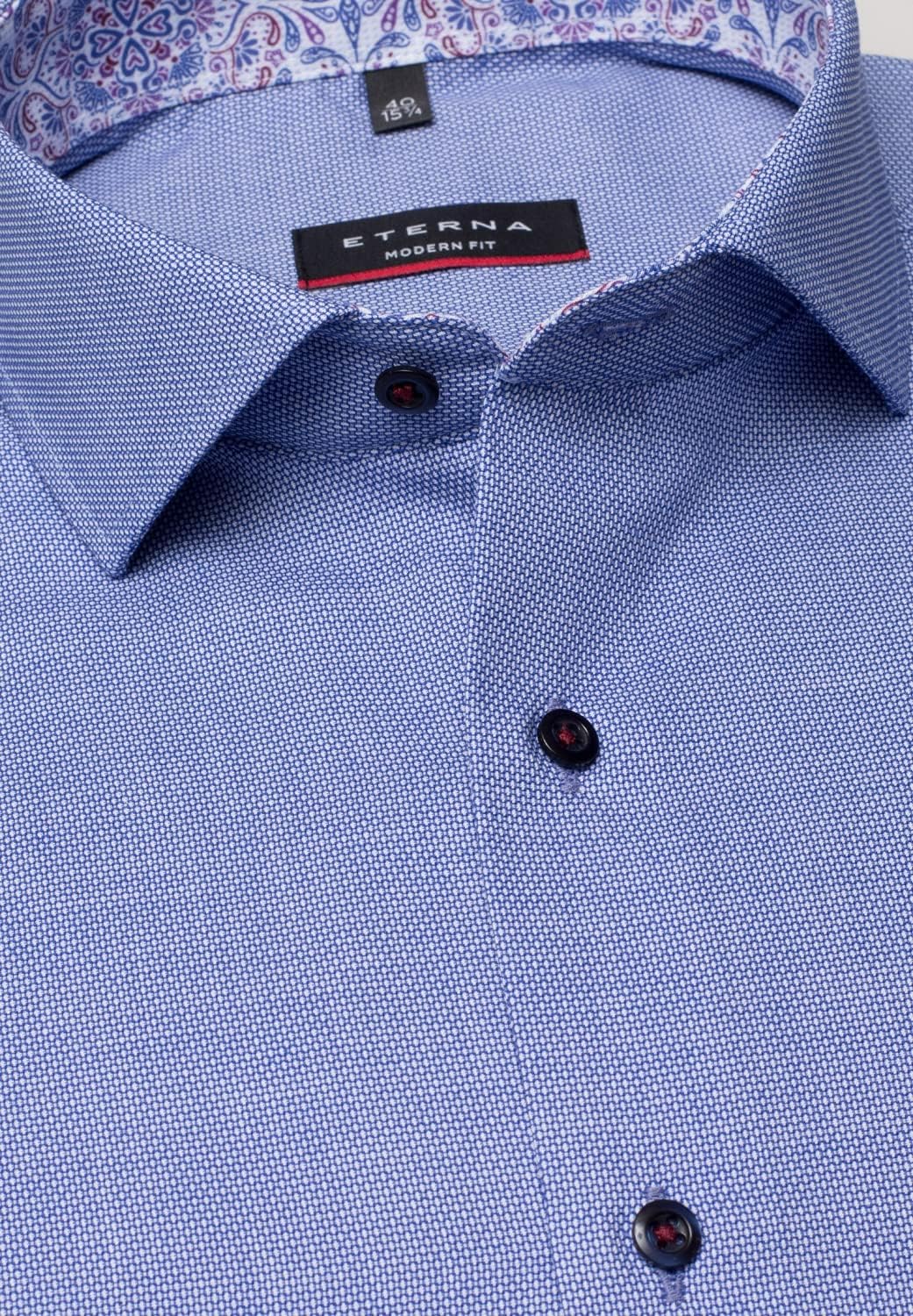 eterna Modern Fit Hemd Langarm Haifischkragen Struktur blau Grösse 45