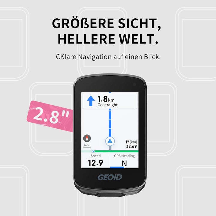 GEOID CC700 GPS Fahrradcomputer kabellos mit 2,8 Zoll Farbbildschirm – Fahrradtacho mit Route-Naviga
