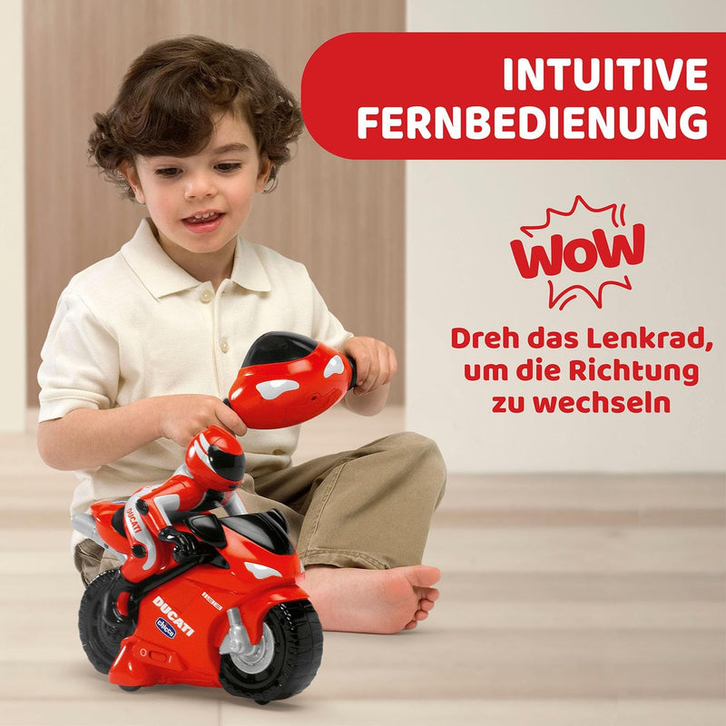 Chicco Ducati 1198 RC Motorrad mit Intuitiver Funkfernsteuerung, Ferngesteuertes Motorrad mit Hupe u