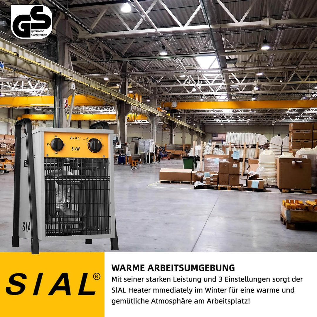 SIAL 5kw Industrielle Lüfterheizung,Effiziente Schrägheizung,Geeignet Für Werkstatt,Garage Oder Büro