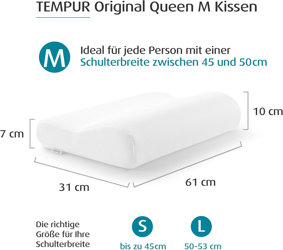 TEMPUR® Original Schlafkissen 61x31x10/7 (Queen M) M (1er Pack), M (1er Pack)