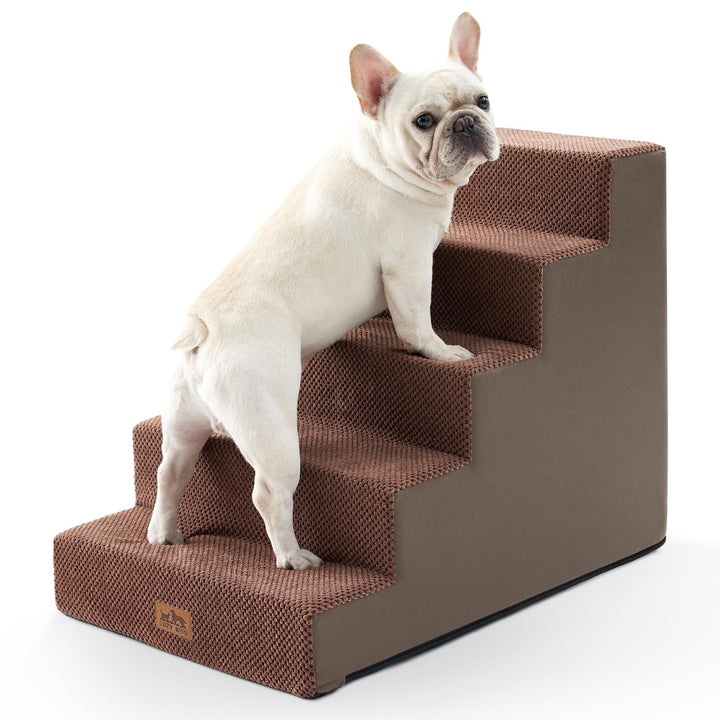 COZY KISS Hundetreppe für Kleine Hunde, 5 Stufen Breiter Haustiertreppe für Bett Couch Auto, 60cm Ho