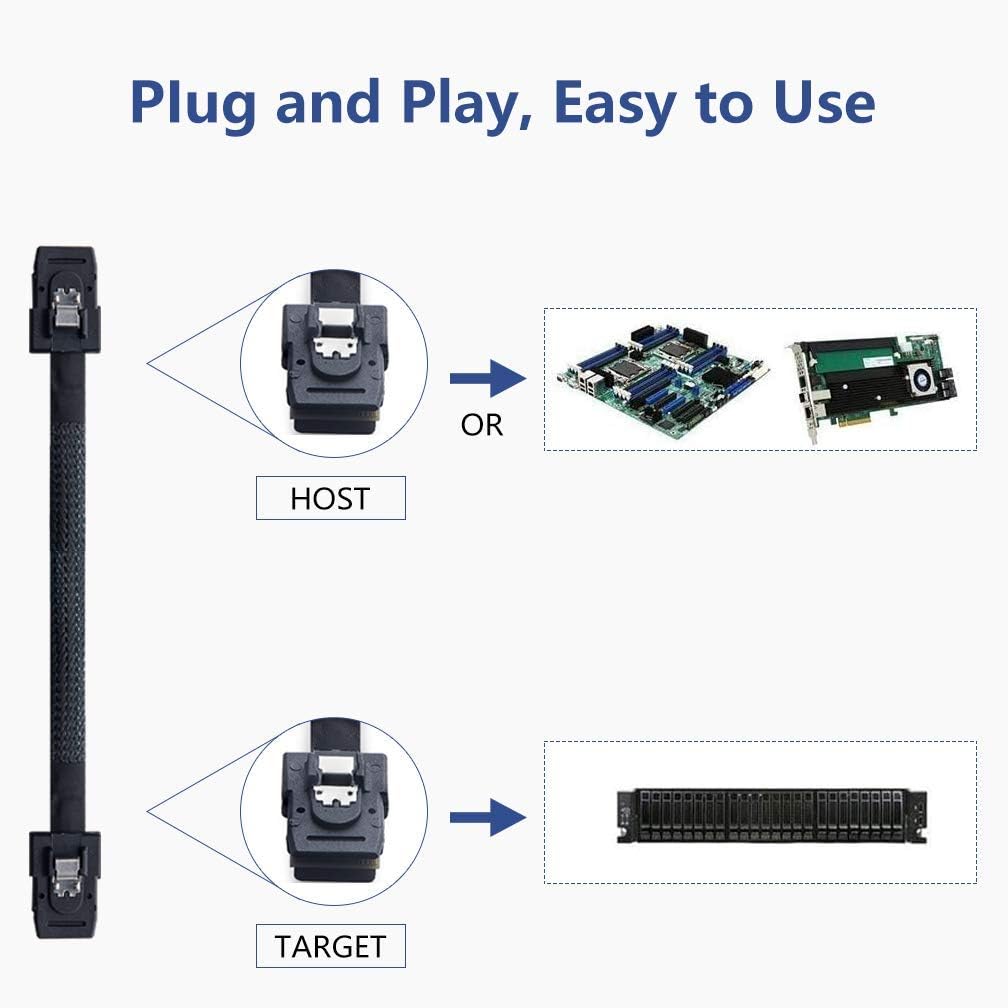 10Gtek [2 Stück] SFF-8087 zu SFF-8087 0.8-Meter Internes Mini SAS Kabel, Mini SAS 36Pin SFF-8087 to
