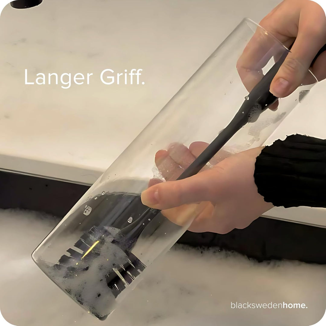 blackswedenhome Flaschenbürste lang - Hochwertige, langlebige Borsten - Modernes Design Flaschenrein