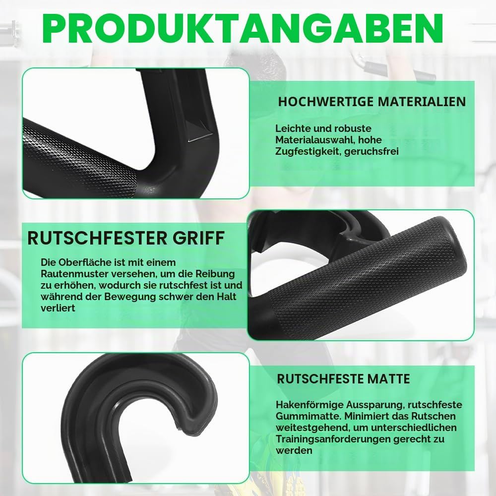 2 Stück Double D Fitness Griffe, 90-Grad-Haken Klimmzug Griffe, rutschfeste Widerstandsbänder-Griffe