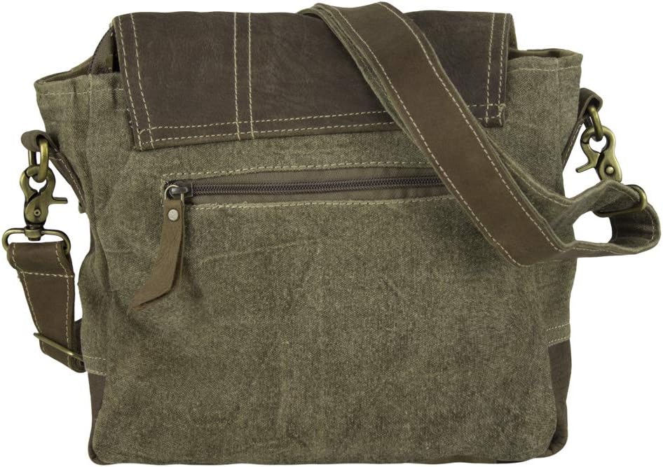 Sunsa Vintage Umhängetasche. Kleine Tasche aus Canvas & Leder. Nachhaltige Messenger Bag. Geschenk I
