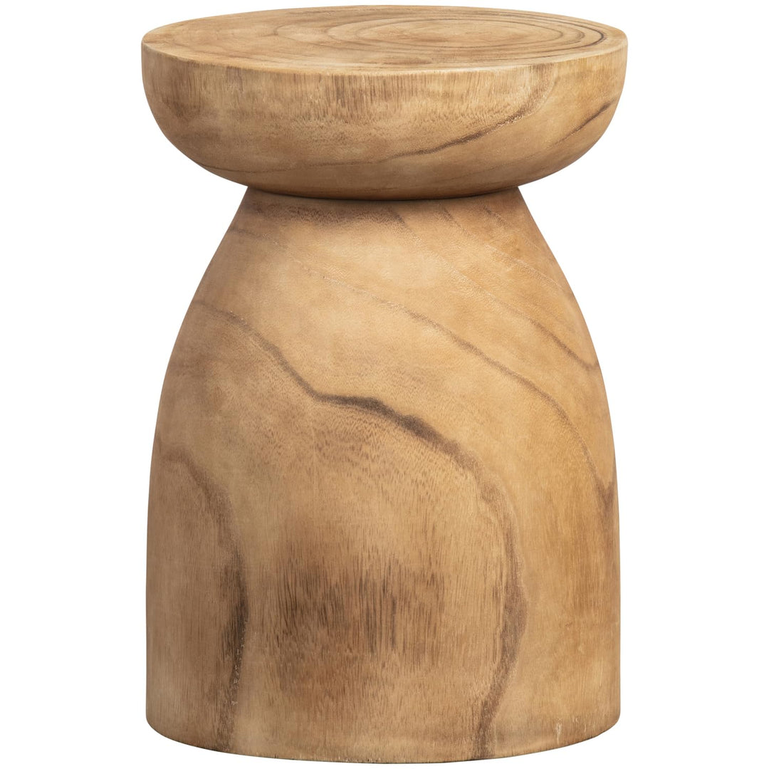 WOOOD Bink Hocker Rund - Natürliches Paulownia-Holz Langlebig Sitzhocker Planzentisch Couchtisch 2er