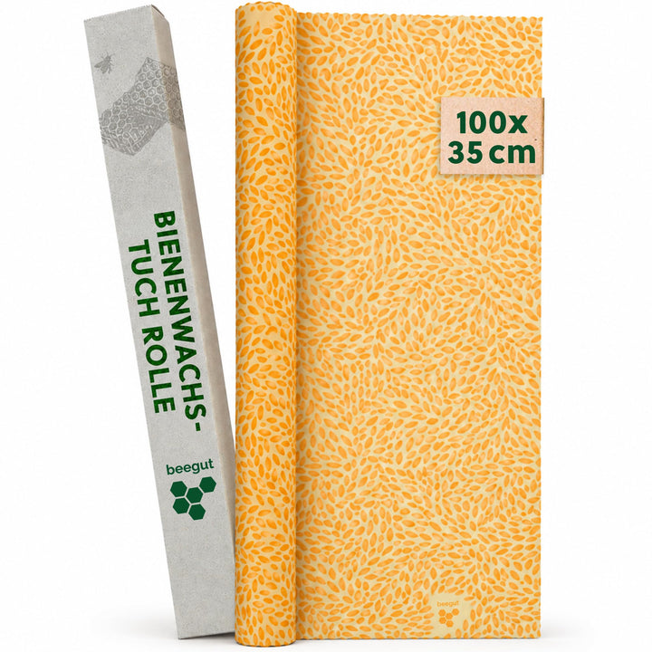 beegut BIO Bienenwachstücher Rolle 100x35cm, Nachhaltige & wiederverwendbare Frischhaltefolie zum se