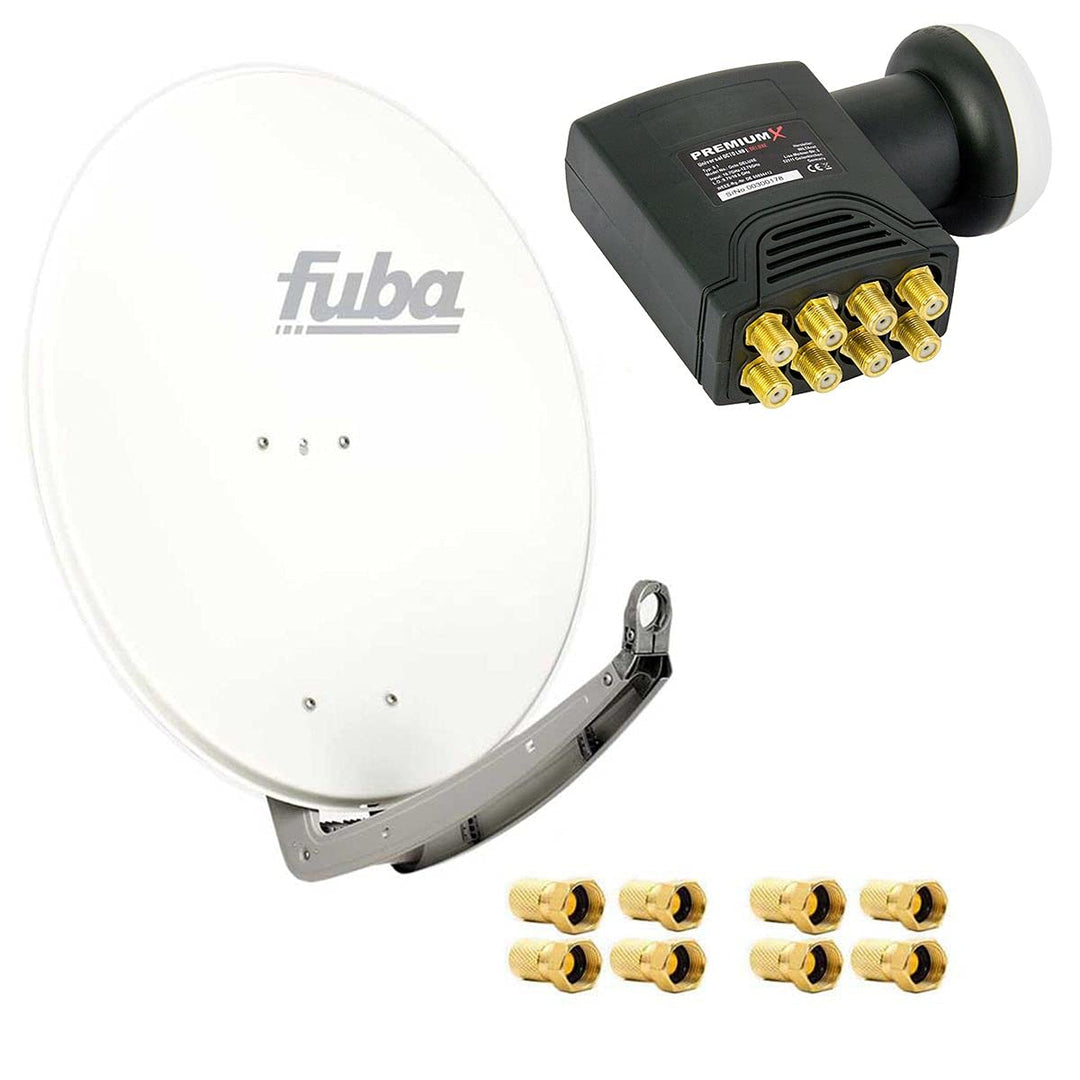 Fuba DAA 780 W Satellitenantenne Aluminium in Weiss HDTV 3D 4K Premium X Deluxe Octo LNB Sat 78 cm +
