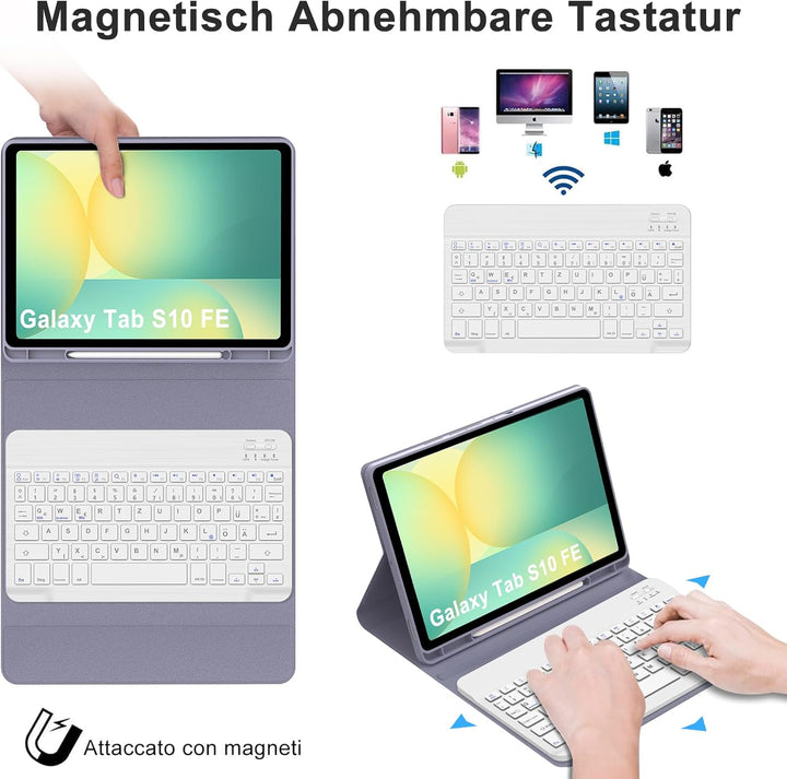 IVEOPPE Tastatur für Samsung Galaxy Tab S9FE/S10FE 10.9", Hülle Tastatur Galaxy Tab S9/S10FE 2025, M