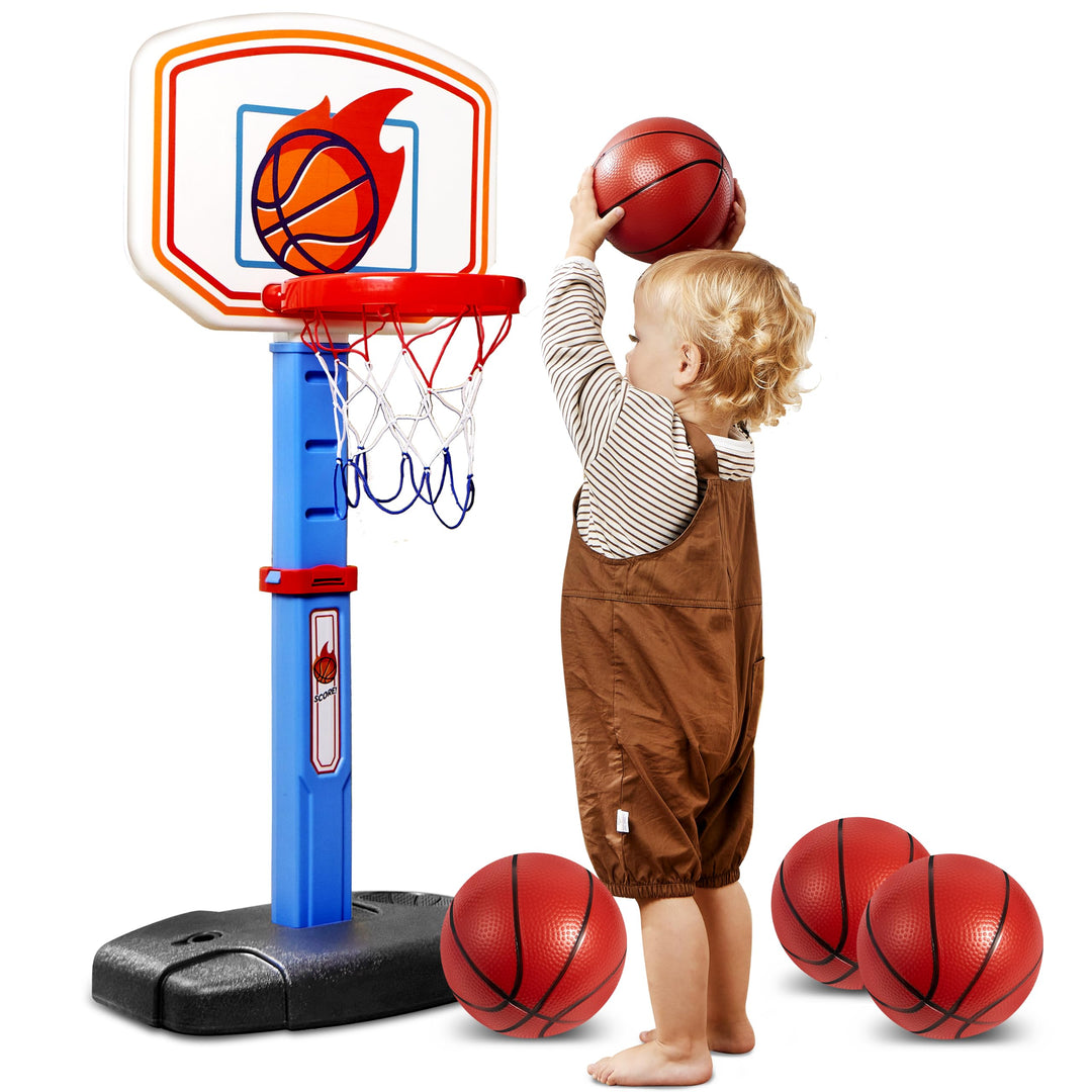 JOYIN Basketballkorb Kinder,Mini Basketballkorb Outdoor Indoor mit Ständer Höhenverstellbarer 75-105