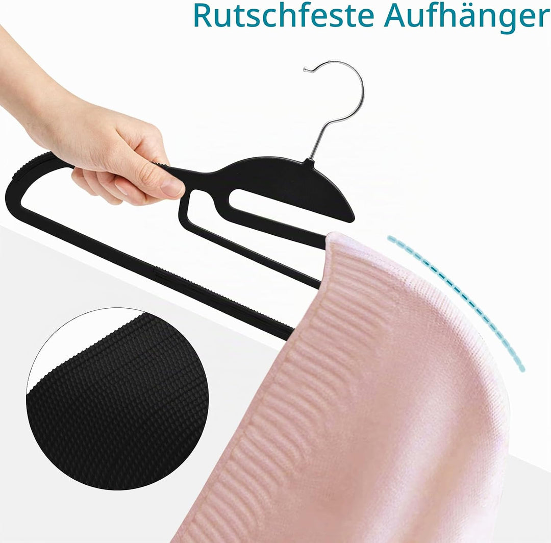 ABHENG Kleiderbügel Kunststoff, 50er-Pack Rutschfester Bügel mit U-förmiger Öffnung, Nass und Trocke