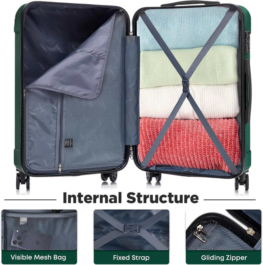 Premium Reisekoffer TSA-Schloss YKK-Reissverschluss Hartschalen-Koffer Trolley Rollkoffer Suitcase H
