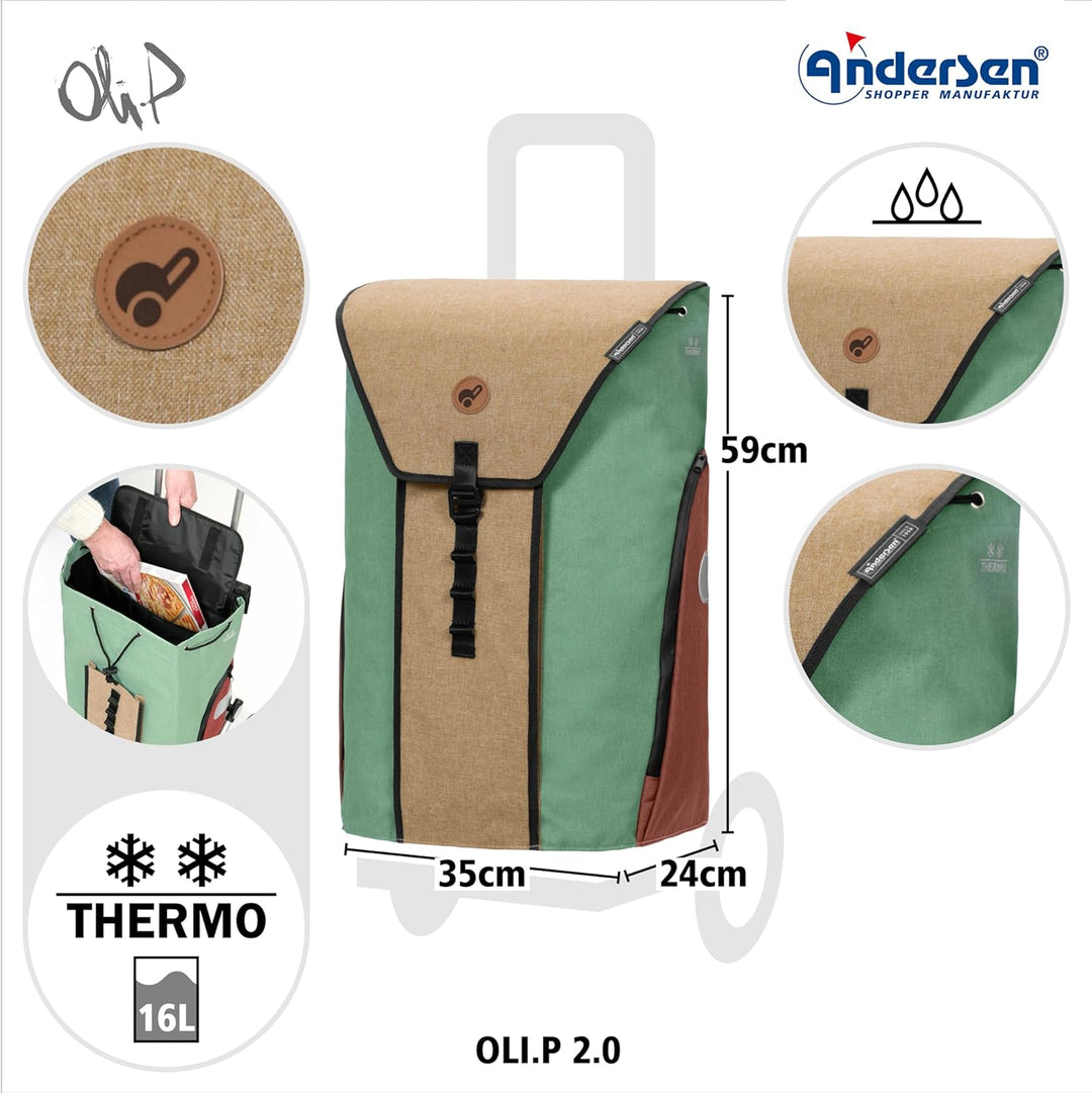 ANDERSEN Einkaufstrolley - Royal Shopper Oli.P 2.0 beige 50 L Einkaufswagen, hochwertig, Shopping, T