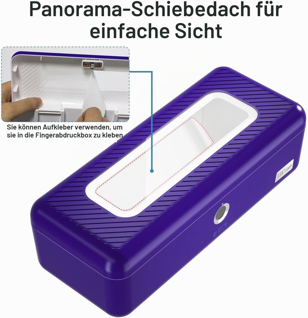 AICase AICase Aufbewahrungsbox für biometrische Fingerabdrücke, tragbar, für Bargeld, Schmuck, Siche
