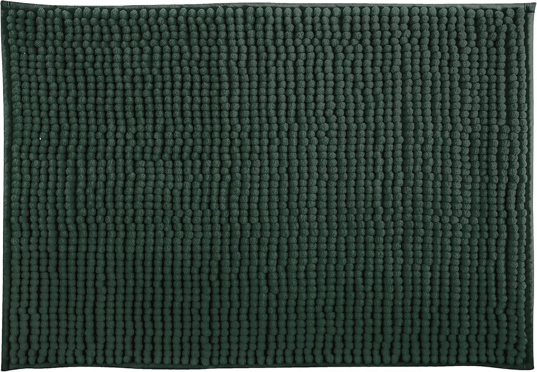 MSV Badteppich Badvorleger Duschvorleger Chenille Hochflor Badematte 60x90 cm – Dunkelgrün Dunkelgrü
