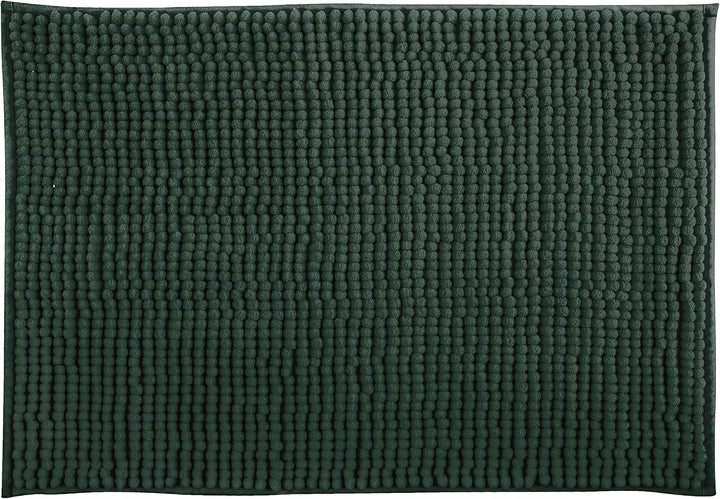 MSV Badteppich Badvorleger Duschvorleger Chenille Hochflor Badematte 60x90 cm – Dunkelgrün Dunkelgrü