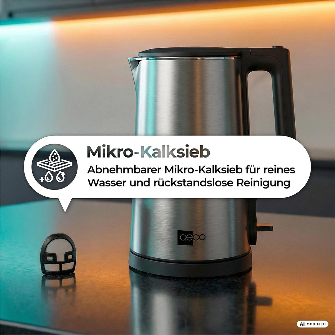 aeco AQA NEO elektrischer Wasserkocher Edelstahl Tee-Kocher Teebereiter electric kettle tea-maker bo
