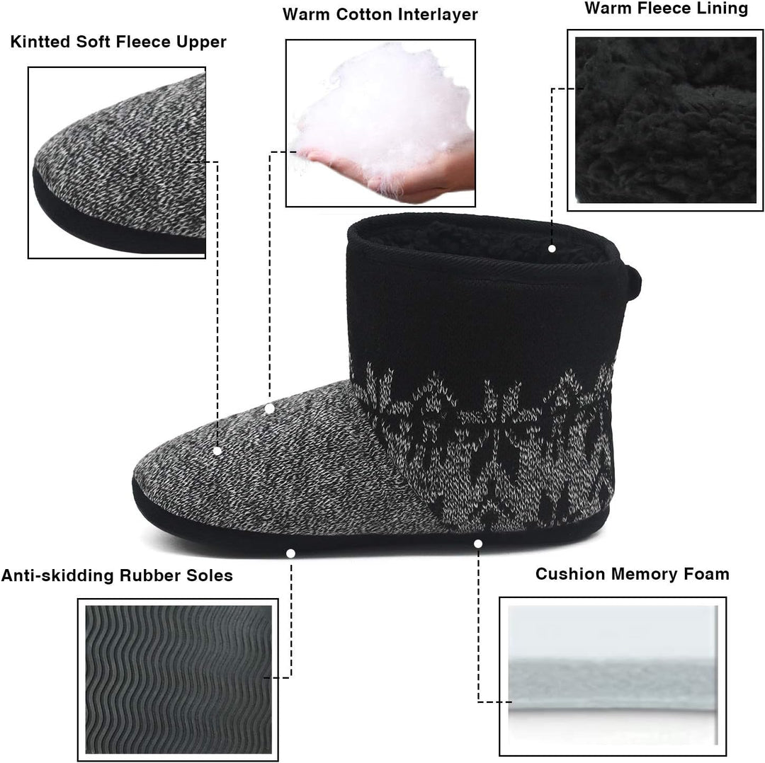 COFACE Herren Hüttenschuhe Lammfell Winter Hausschuhe Warme Plüsch Gefütterte Hausstiefel Männer Hau
