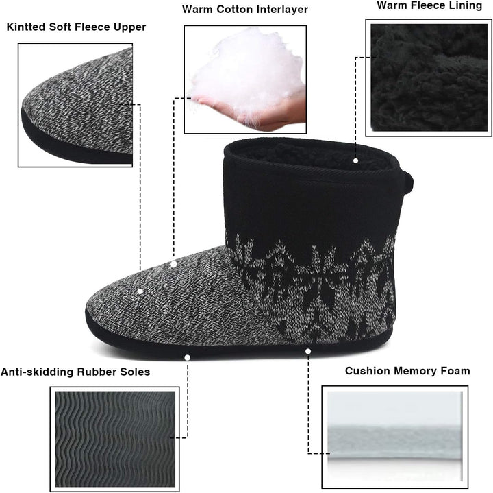 COFACE Herren Hüttenschuhe Lammfell Winter Hausschuhe Warme Plüsch Gefütterte Hausstiefel Männer Hau