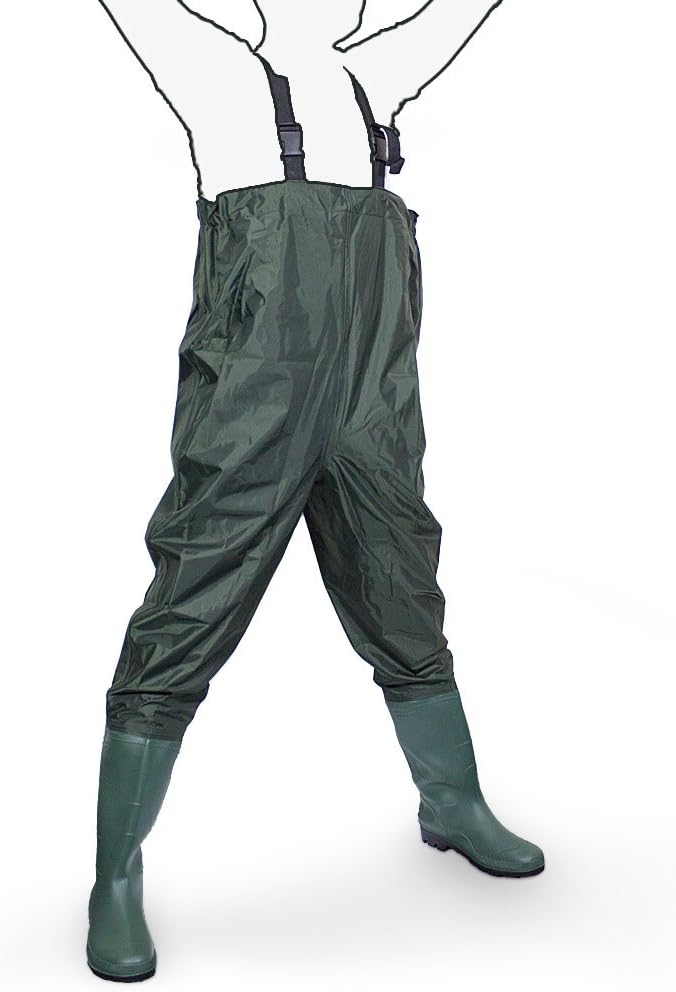 MS-Point Wathose Anglerhose Watstiefel Watt Fisch Teich Gummi PVC Nylon Gr. 46