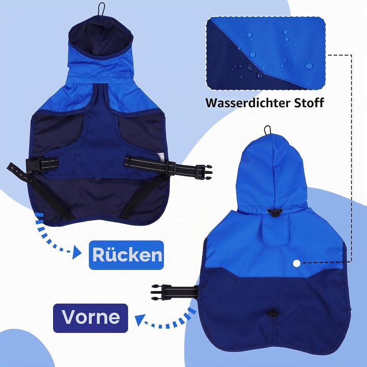 Regenjacke Hund, Wasserdicht Hundejacke Regenjacke Verstellbarer Hunde Regenschutz Hunde-Cape-Regenm