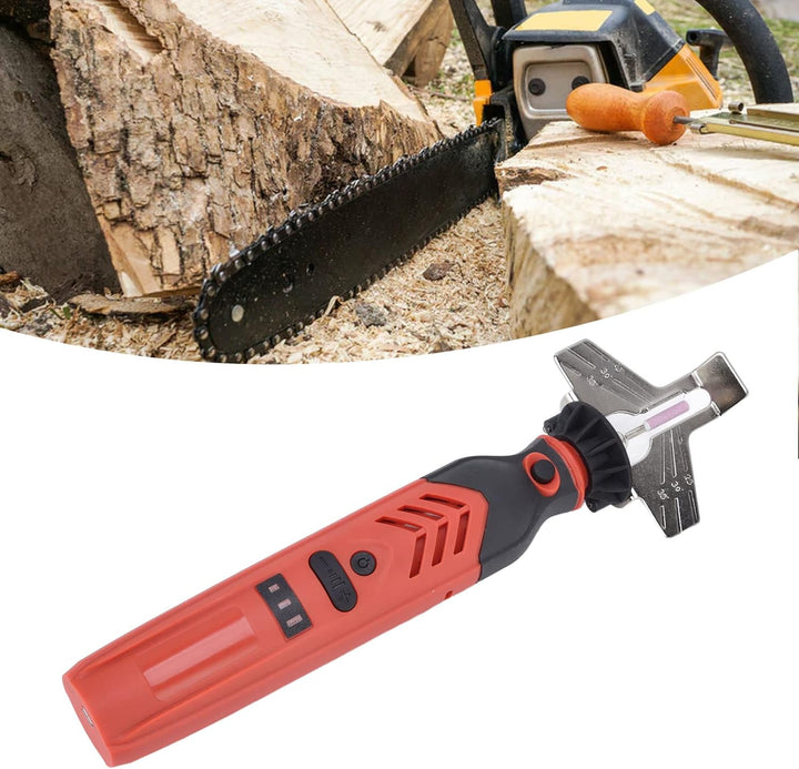 WAZG Akku-Sägeschärfer, 5000-18000 U/min Stabiles Hand-Kettensägen-Schärfwerkzeug-Set Rot DC3,6 V fü
